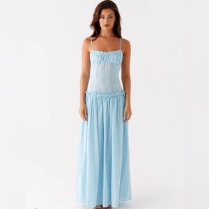 PepperMayo Drop Waist Maxi Dress Blue Size 2 NWOT